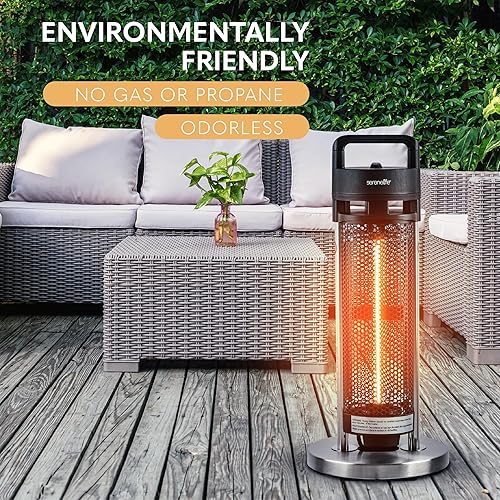 SereneLife Infrared Patio Heater, 900W Electric Heater with Remote