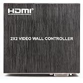 2x2 HDMI Video Wall Processor, Ultra HD 4 Channel DVI TV Wall Video Controller, 180&deg; Rotating HDMI Splicing Display Processor with RS232 and IR Remote Control(US)