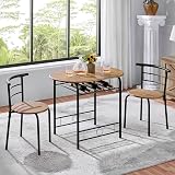 Yaheetech 3 Piece Modern Dining Table Set with Storage Rack Brown view 4