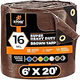 6' x 20' Super Heavy Duty 16 Mil Brown Poly Tarp