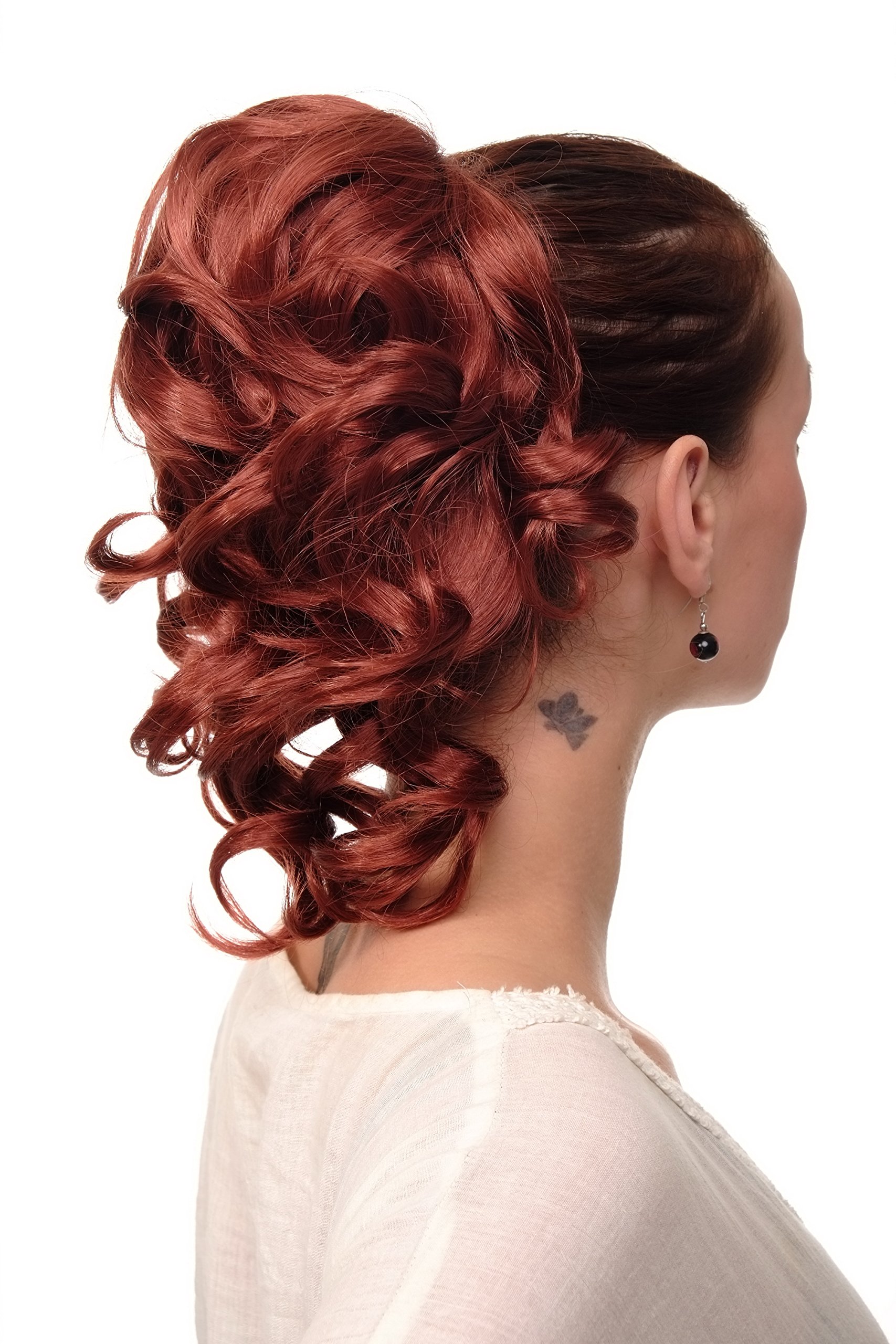 WIG ME UP - JL-3023-350 Hairpiece ponytail with comb and elastic draw string short wavy voluminous copper red 14inch