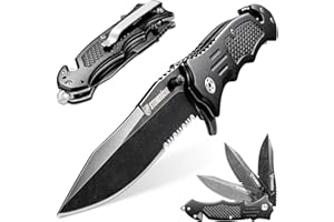 VOLTSTORM Steinbrucke Tactical Knife Pocket Knife Folding Stainless Steel 8Cr13Mov 3.4'' Blade, with Reversible Clip - Good Gift for Hunting Camping Survival Outdoor and Everyday Carry