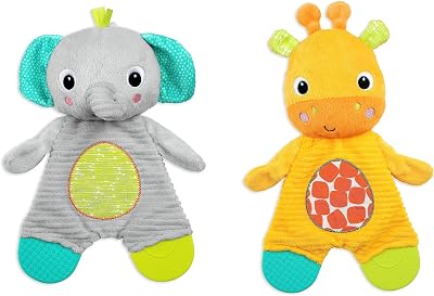 Bright Starts Snuggle & Teethe Plush Teether Toy Elephant or Giraffe