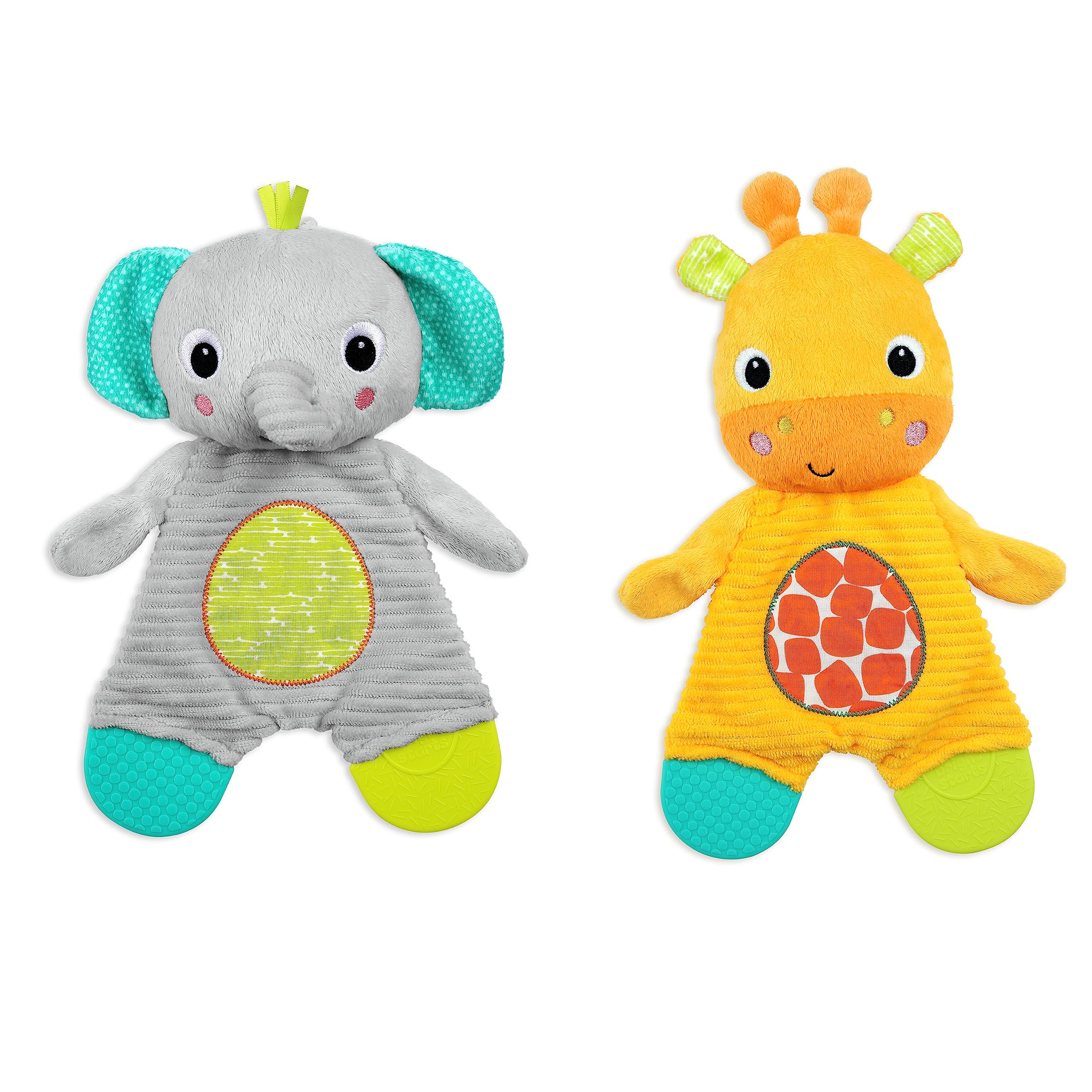Bright Starts Snuggle & Teethe Plush Teether Toy - Elephant or Giraffe Assorted (1pc, Style May Vary), Ages Newborn+ — image 1