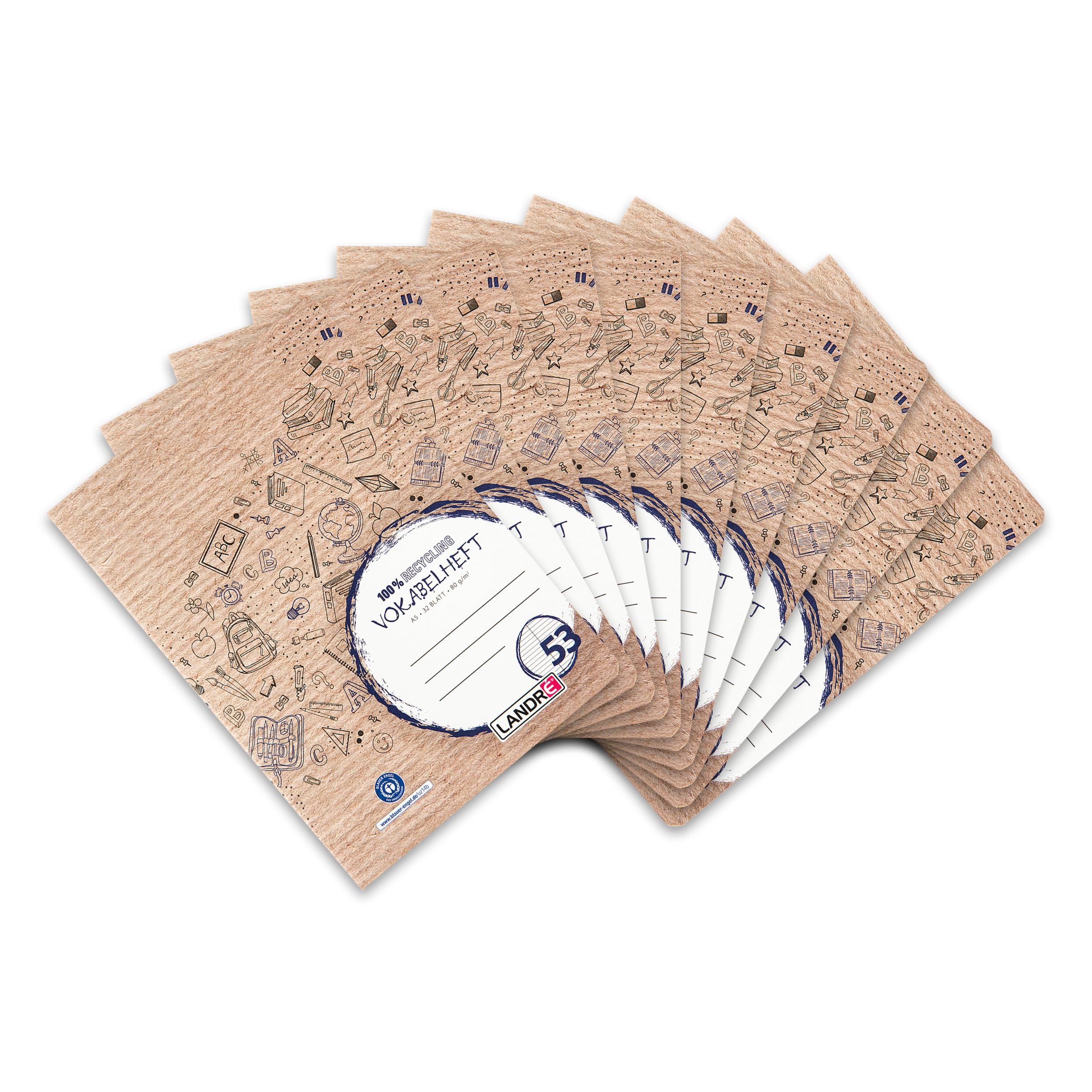 Landré Recycled Vocabulary Book A5 32 Sheets Blue (Pack of 10)