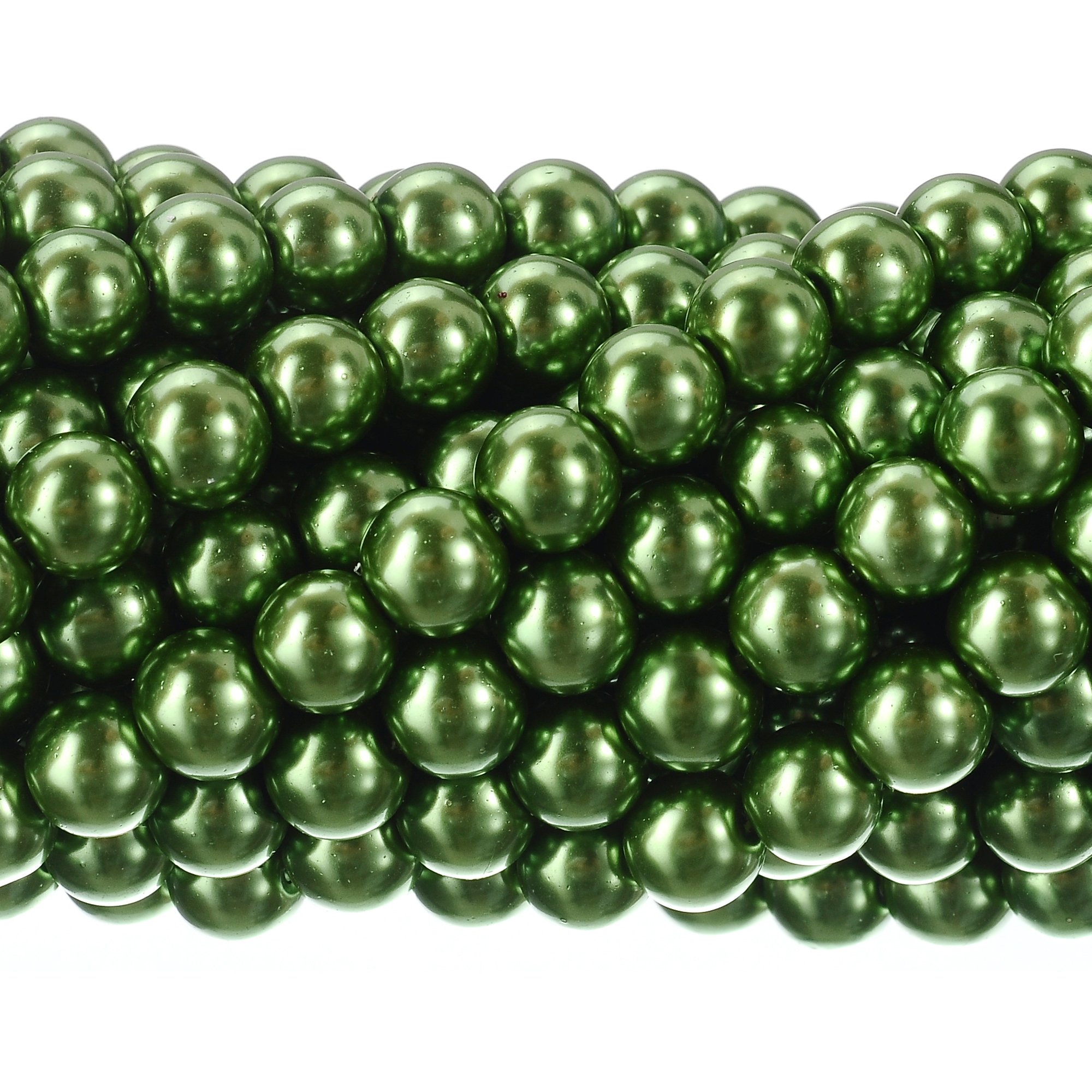 RUBYCA 200Pcs Czech Tiny Satin Luster Glass Pearl Round Beads DIY Jewelry Making 12mm Light Olivine