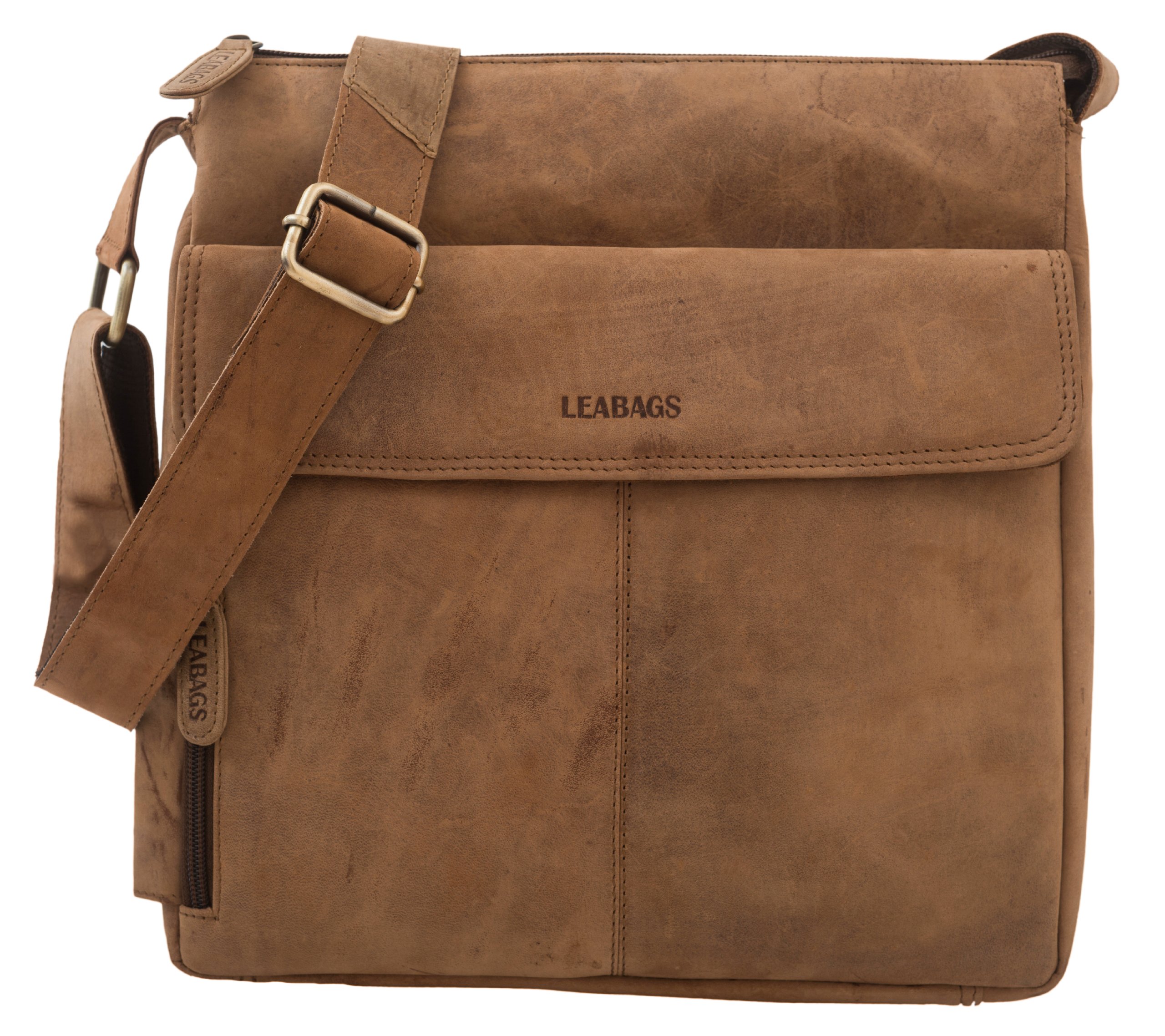 LEABAGS Los Angeles Vintage Genuine Buffalo Leather Shoulder Bag, brown
