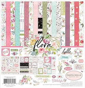 Carta Bella Paper Company Flora no.3 Collection Kit paper, teal, pink, purple, green, blue
