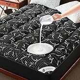 PRIMESOFT 100% Waterproof Queen Size Mattress Topper, Thick Pillow Top Mattress Pad,Up to 24 Inch Deep Pocket,Soft Breathable Mattress Pad for Back Pain, Protector Cover(Black)