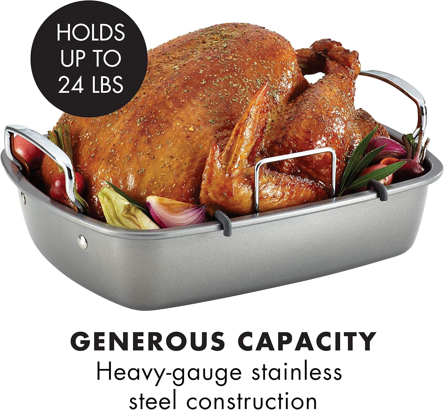 Circulon Nonstick Roasting Pan / Roaster with Rack - 17 Inch x 13 Inch, Gray: Roasting Pans: Kitchen & Dining