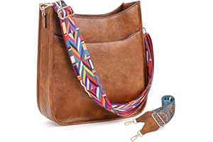 HKCLUF Crossbody Bag for Women Vegan Leather Hobo Handbags Guitar Strap Purse Shoulder Bucket Bag with 2PCS Adjustable Straps