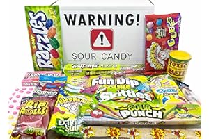 RETRO CANDY YUM Super Sour Candy Variety Pack - Assorted Sour Candy Box - Sour Candy Box for Gift, Christmas, Holiday Celebration