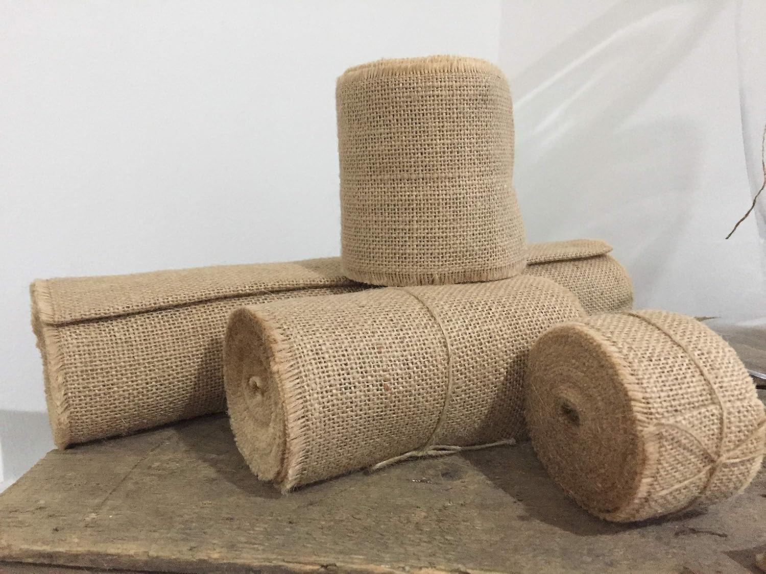 Neofleur 5 metre roll (16 FEET) of Luxury Natural Hessian Burlap Jute Fabric Ribbon. Available in 2", 4", 6", 12"
