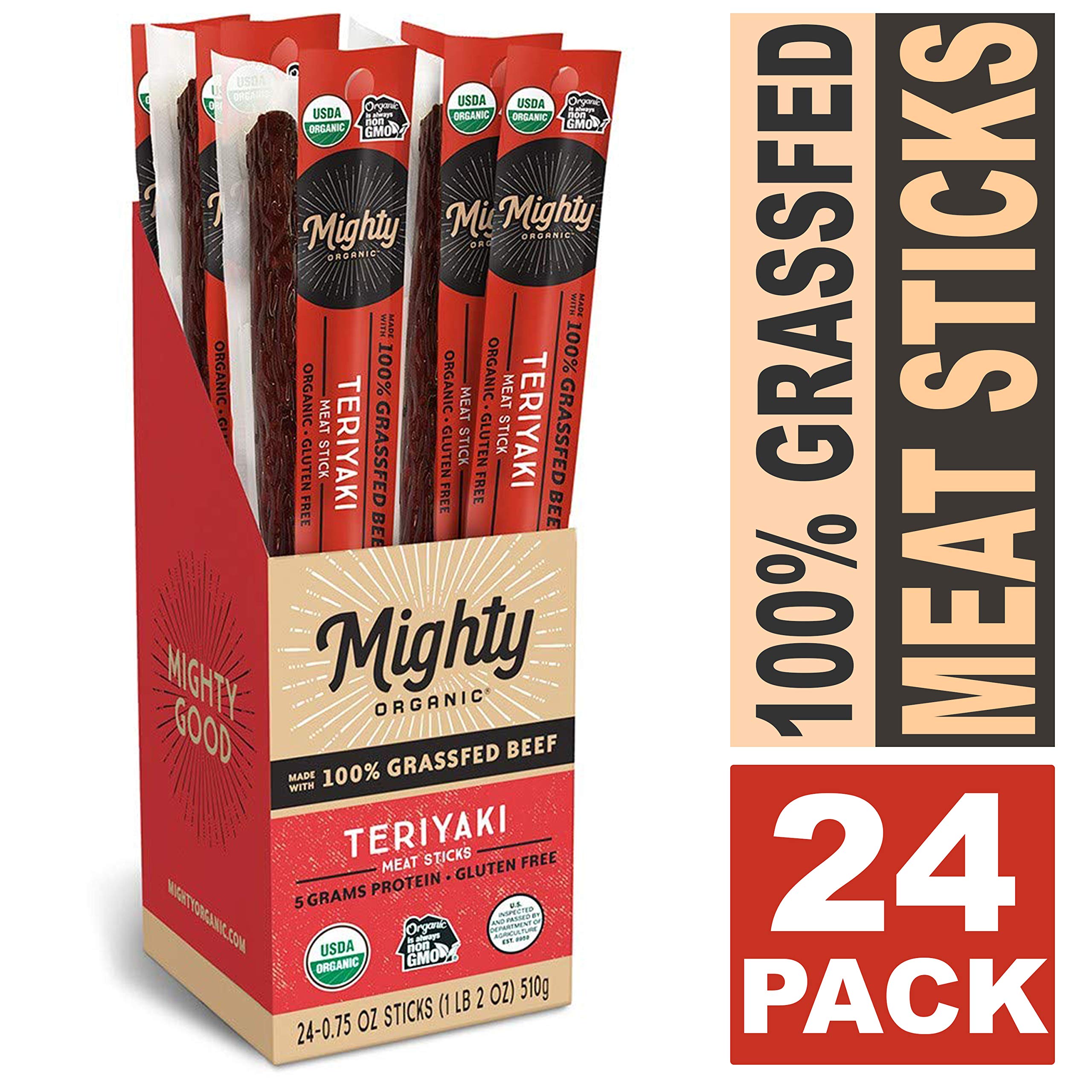 100 Grass Fed Meat Sticks, Keto Snacks, Original, Mighty