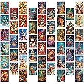 Loobexery 50 Pcs Retro Christmas Greeting Cards Vintage Xmas Cards Christmas Holiday Cards Santa Christmas Antique Postcard Set Blank Notes Cards for Valentine's Day, 4 x 6 Inch