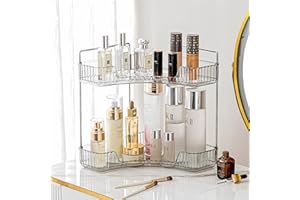 Weidace Corner Bathroom Counter Organizer Bathroom Countertop Shelf Makeup Organizer for Vanity Perfume Tray for Corner Storage (2 Tiers, Grey)