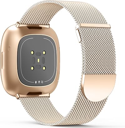 Higgs Strap for Versa 3/4 Sense 2 Rose Gold Mesh Magnetic Band