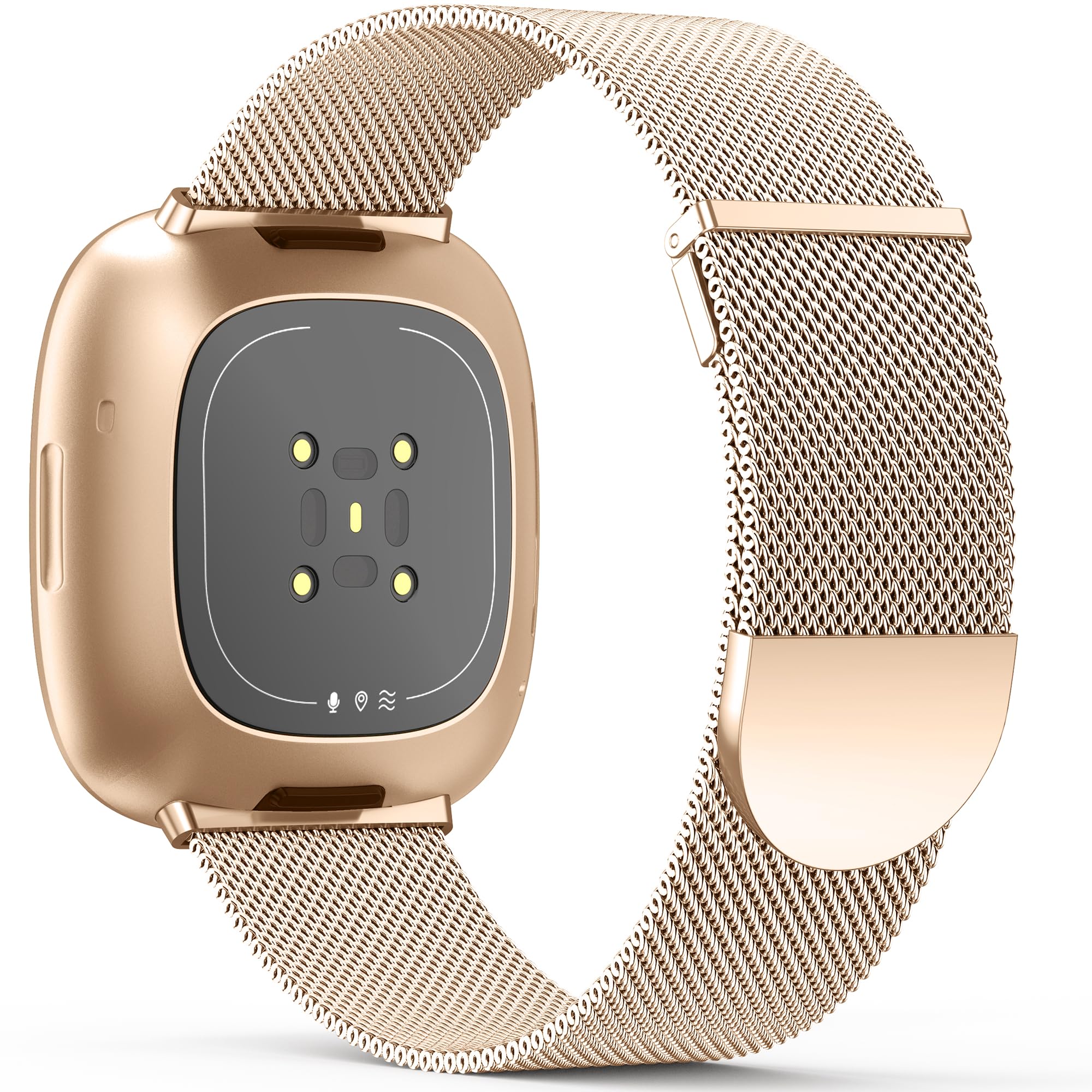 Higgs Strap Compatible with Fitbit Versa 3/4 & Sense 2, Dual Magnetic Adjustable Metal Strap - Rosegold Fashion for Women & Men