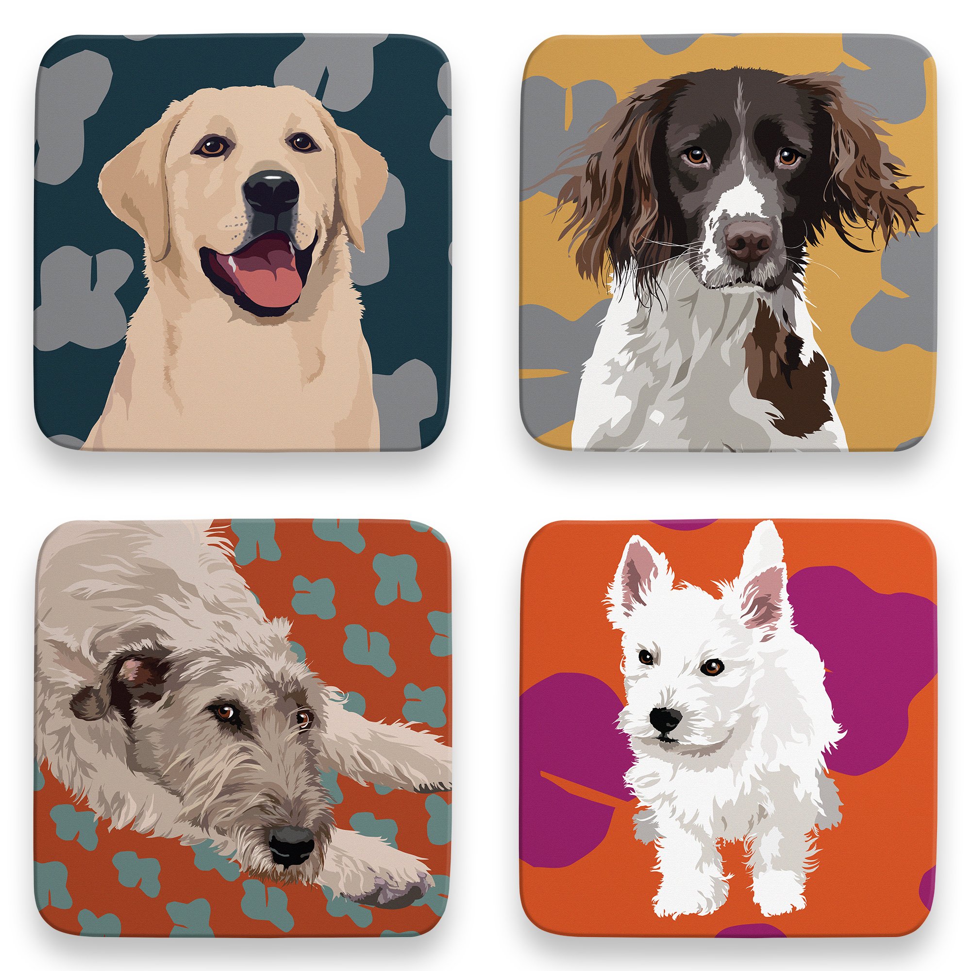 Leslie Gerry Dog Coasters, Set of 4