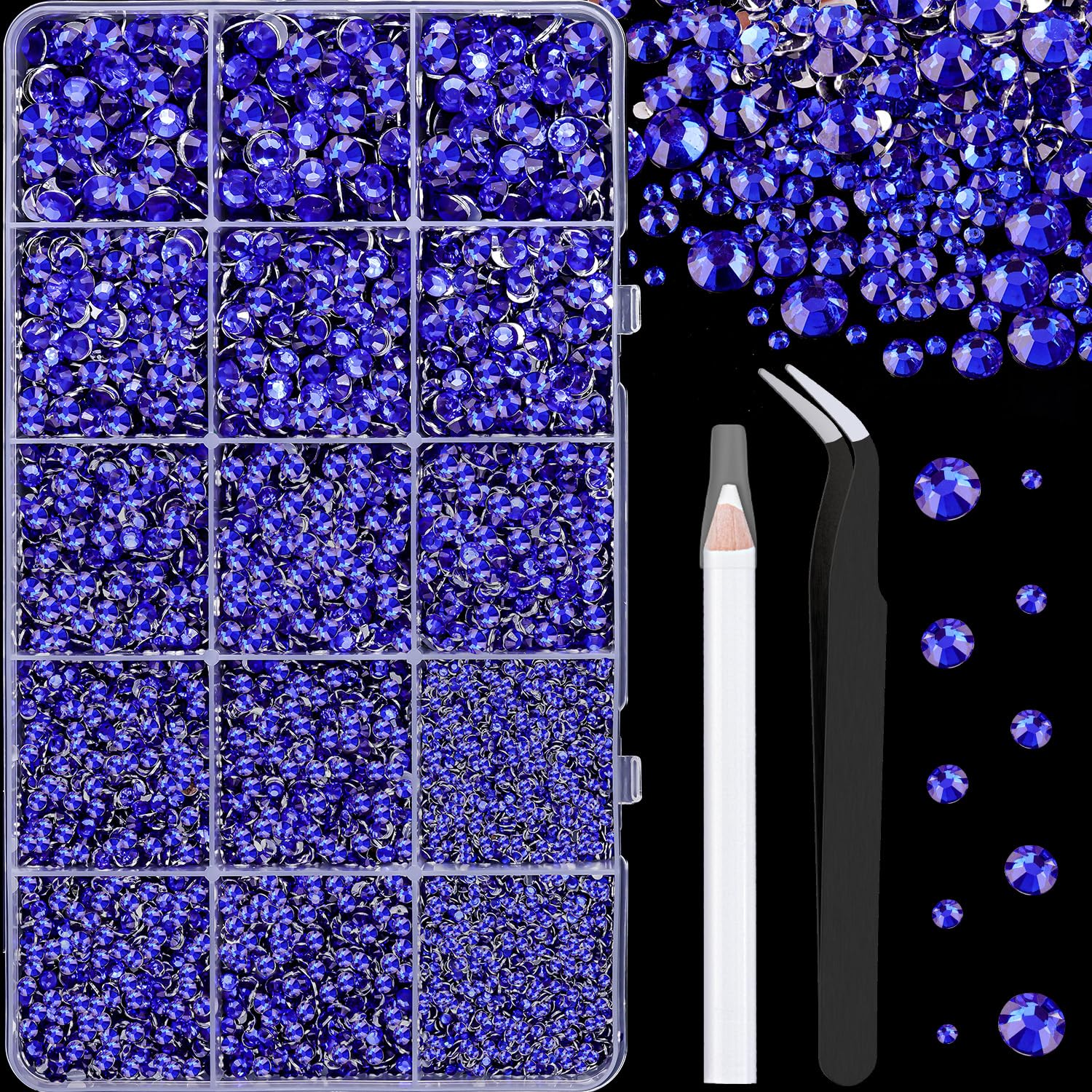 16000Pcs Resin Rhinestones with Tweezers for