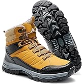 Larwen Mens Snow Boots for Winter: Yellow 7 Waterproof Insulated Anti Slip Outdoor Shoes for Work Hiking