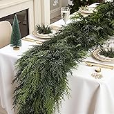 Christmas Norfolk Pine Garland, Real Touch Realistic Artificial Greenery Garland for Table Centerpiece Mantel Staircase Xmas Holiday Home Indoor Outdoor Decor (Deluxe Garland, 6 FT)