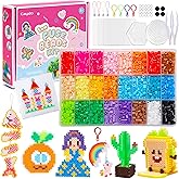 Caydo 24 Colors Fuse Beads Kit, 5mm Ironing Beads for Kids Kit with Patterns Instruction, 3 Pegboards, Keychains, Accessories & Gift Box for Art and Craft Project, Birthday