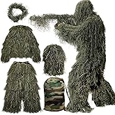 MOPHOTO 5 in 1 Ghillie Suit 3D Camouflage Hunting Suits - Jacket, Pants, Hood, Carry Bag for Adults & Youth, M/L/XL/XXL