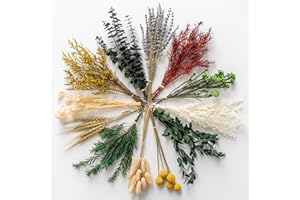 WILD AUTUMN 12 Kind Dried Flowers Set - Including Lavender, Eucalyptus, Wheat, Bunny Tails, Handmade for DIY Crafts, Vase Decor, Wedding/Home/Birthday/Seasonal Decor