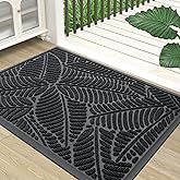 Colorxy Waterproof Doormat, Sturdy Natural Rubber Front Indoor Mat, Non Slip Low Profile Indoor Outdoor Door Mats, Stain and 