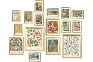 ANERZA 16 PCS Vintage Eclectic Wall Art Decor, William Morris Wall Prints for Bedroom, Posters for Room Aesthetic, Wall Collage Kit Pictures for Living Room, Colorful Dorm Gallery Home Decor