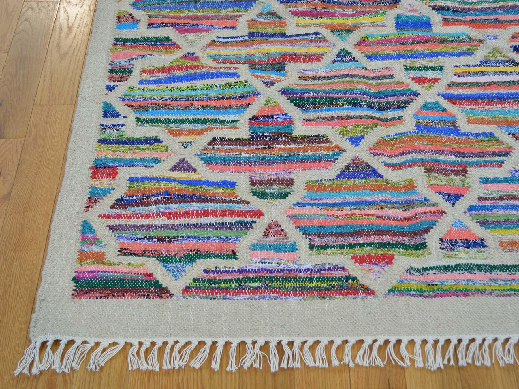 8'x10' Duri Kilim Multicolored Handmade Wool and Sari Silk Oriental Rug G22836