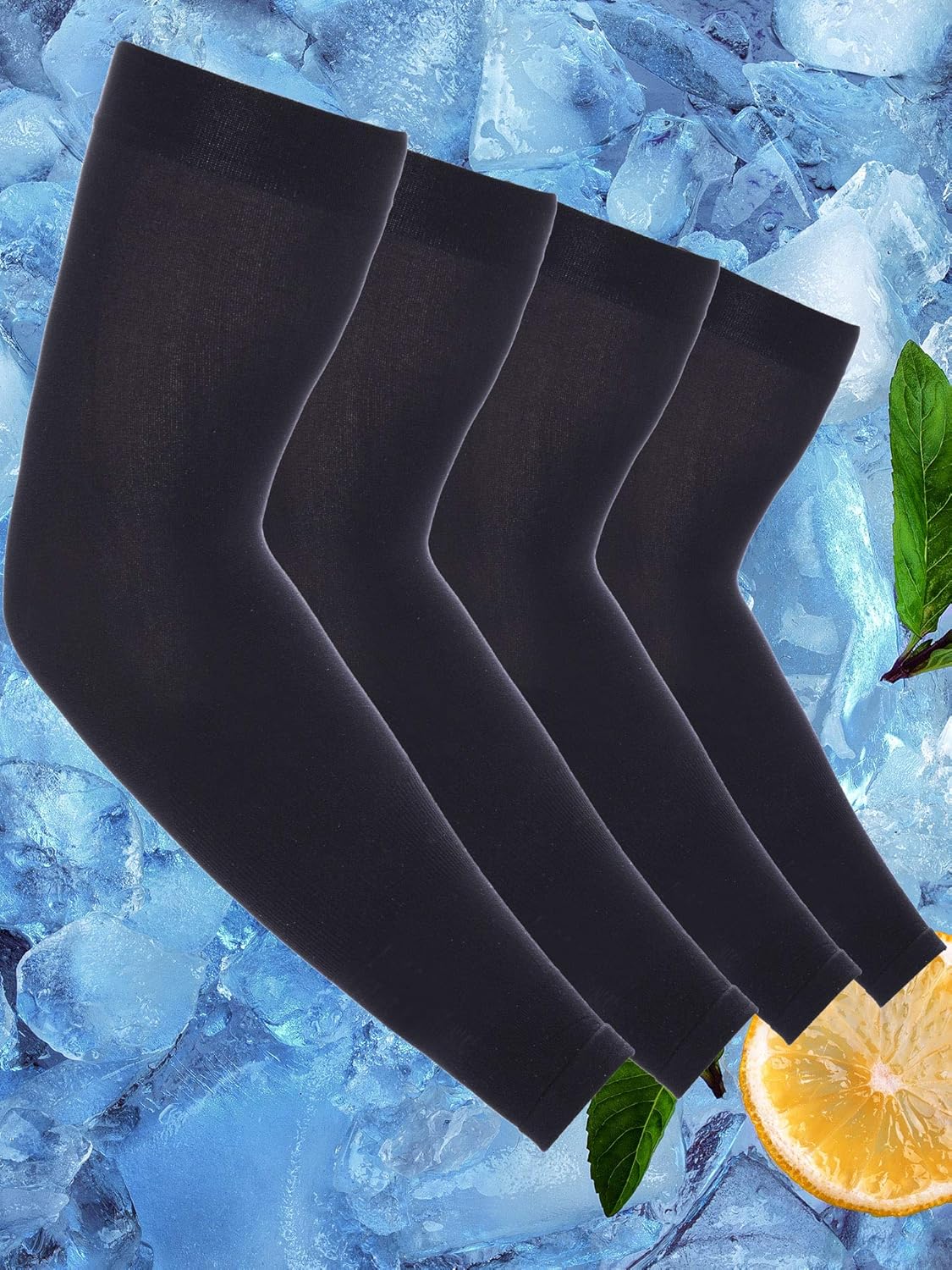 10 Pairs Cooling Sun Sleeves UV Protection Arm Sleeves Arm Cover Sleeve for Men Women (Black, Knitted Ice Silk) : Clothing