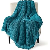 Bedsure GentleSoft Fluffy Turquoise Teal Throw Blanket, Teal Decor Cozy Gifts for Women Men, Soft Fuzzy Sherpa Fleece Plush Thick Warm Faux Fur Throws for Couch, Aqua Blanket Gifts for Mom, 50x60