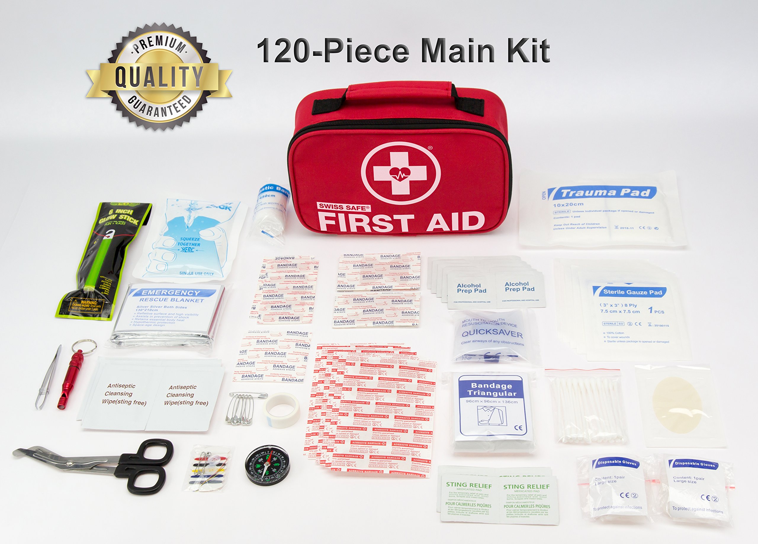 Swiss Safe 2in1 First Aid Kit (120 Piece) + Bonus 32Piece Mini First
