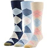 GOLDTOE mens Carlyle Argyle Crew Dress Socks, 3-pairs | Cotton blend crew socks in an argyle pattern in three colorways; for business or casual, big and tall, a 3-pair pack.