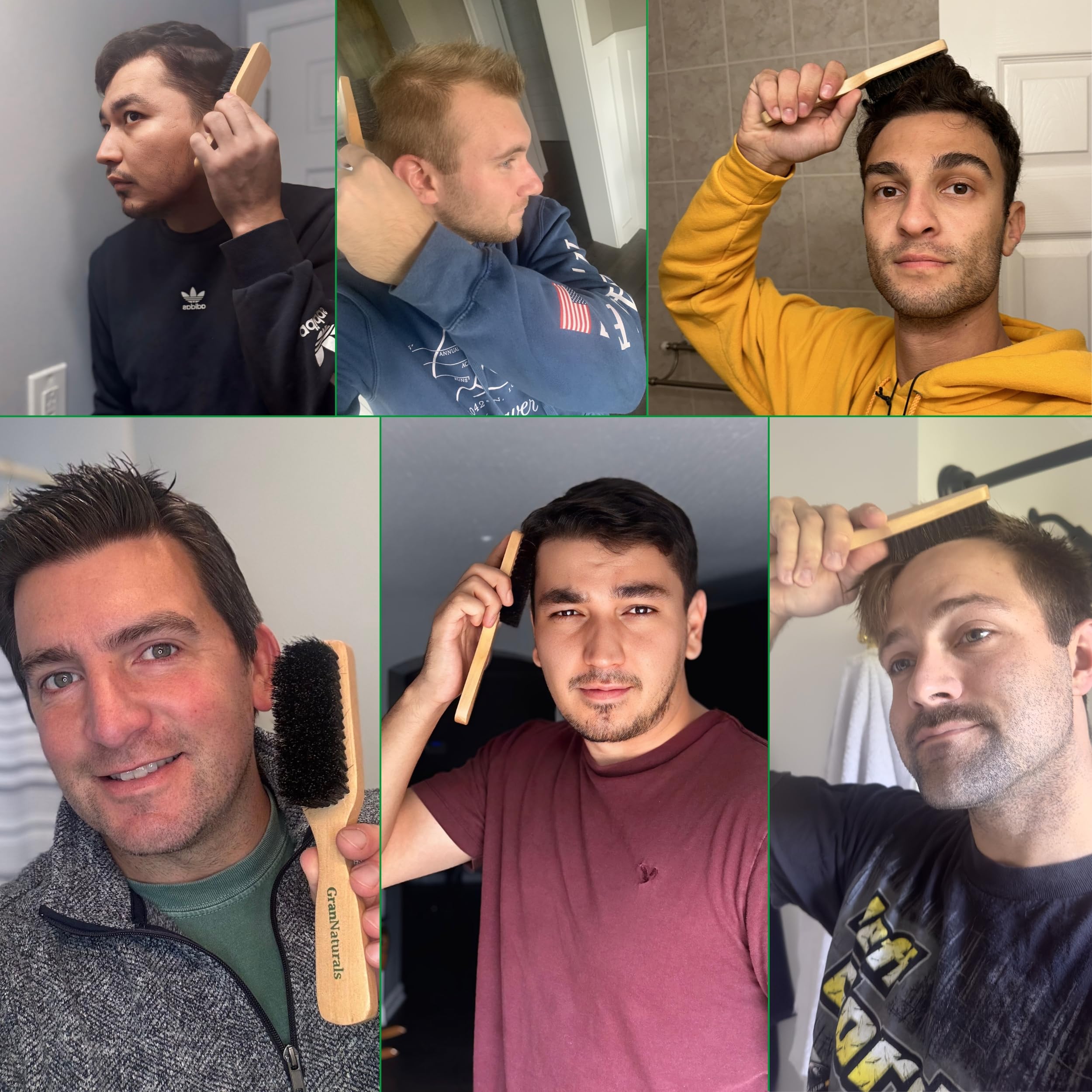 GranNaturals Soft Mens Boar Bristle Hair Brush - Natural Wooden Club Style Wave Hair Brush for Men - Styling Beard Hairbrush for Fine, Thin or Thick Hair