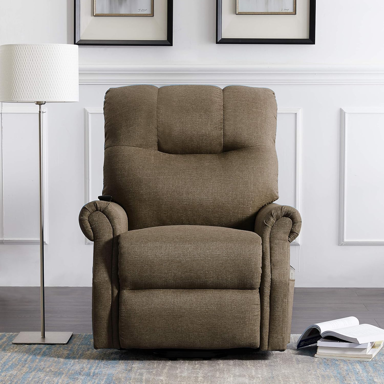 Merax Electric Recliner Chair Lazy Boy Sofa for Elderly, Power Lift Office or Living Room, Brown: Furniture & Decor