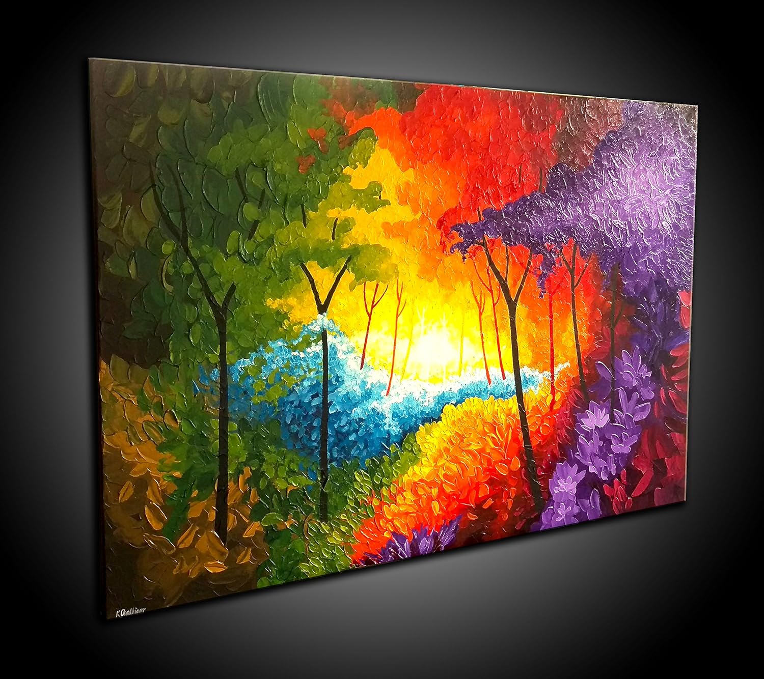 LARGE ORIGINAL ABSTRACT KNIFE PAINTING, canvas, Wall Art, Modern,  Contemporary, red, blue, yellow, purple: Amazon.co.uk: Handmade