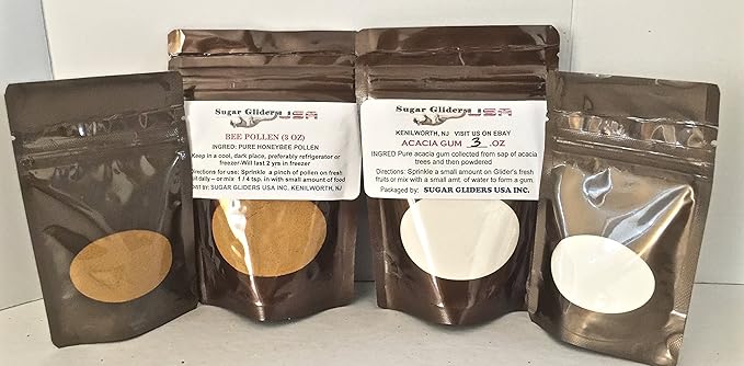 Amazon Com Sugar Glider Bee Pollen Acacia Gum Twin Pack 3 Oz 1 Oz Sizes 3 Oz Pet Supplies