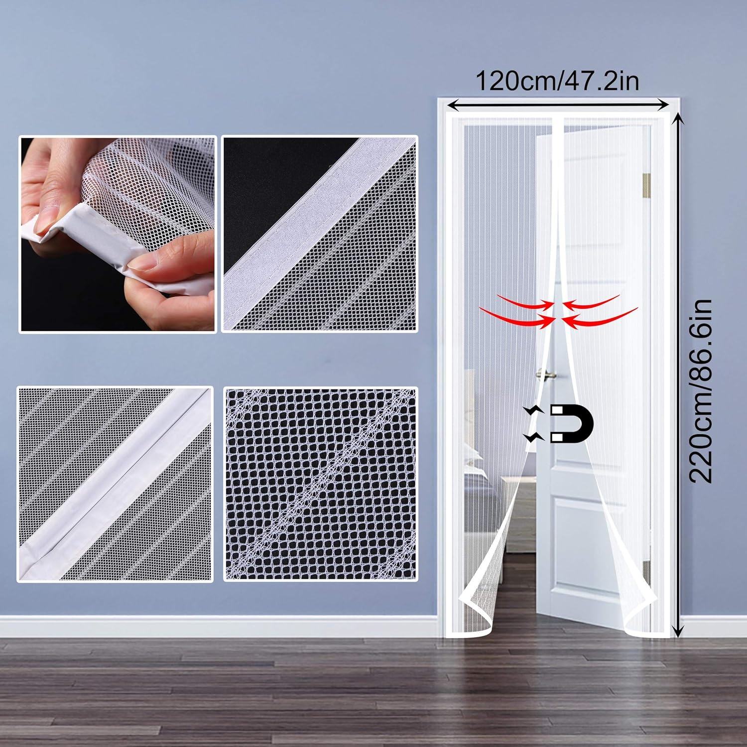 QH-Shop Fliegengitter Tür,Magnet Fliegengitter Automatisch Verschließen