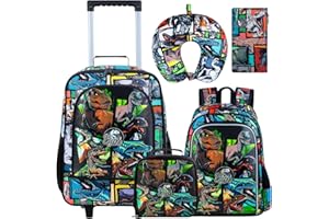 WZLVO Kids Luggage for Boys and Girls, Cute Dinosaur Unicorn Rolling Wheels Suitcase for Toddler Children