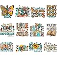 Jesus Iron On Transfer Heat Transfers Patches for Clothing T-Shirt Iron On Decals Design Washable Faith God Ready to Press Vinyl Stickers 12pcs DIY Decoration Applique