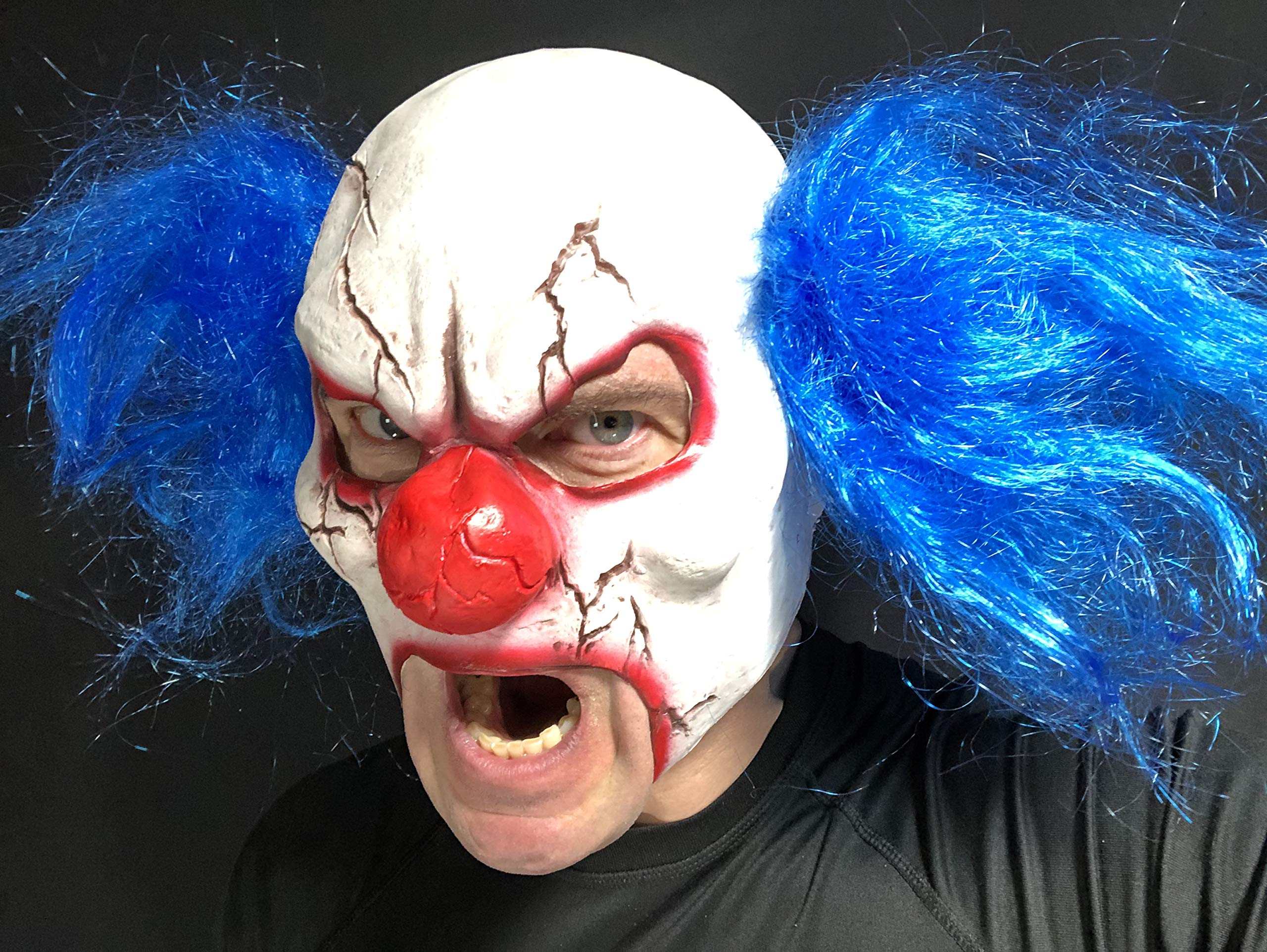 Scary Clown MASK, Johnniesfx, Open Mouth, Adult, One Size, fancy Dress, Halloween Masks