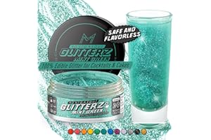 MONÉGASQUE Mint Green Edible Glitter for Drinks 10g - Edible Glitter for Cakes & Cocktails - Cake Sprinkles for Baking - Cock