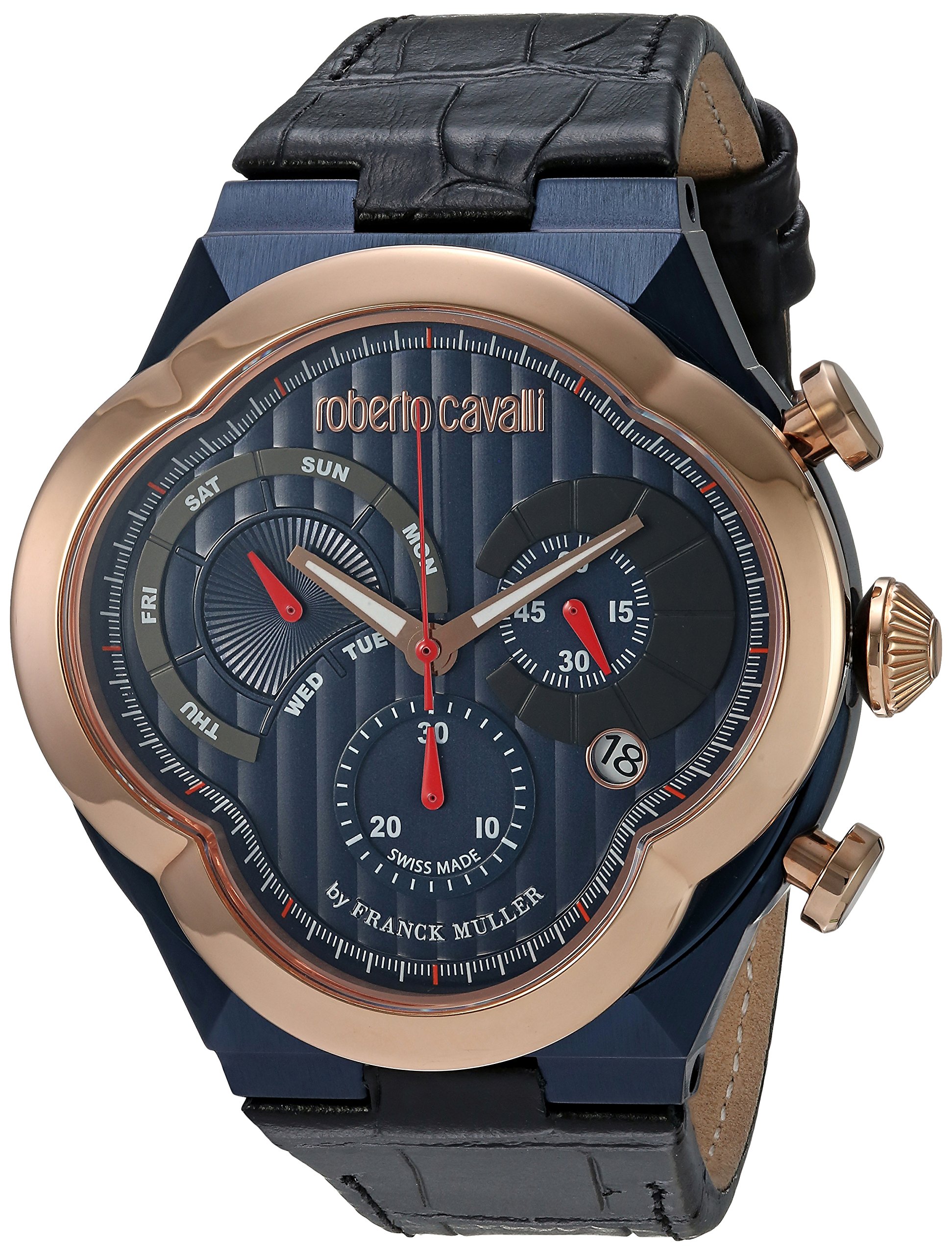 Buy Roberto Cavalli by Franck Muller Men's 'CLOVER' Quartz Stainless Steel and Leather Casual