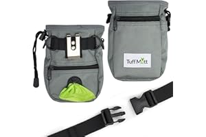 Tuff Mutt Dog Treat Pouch for Training with Poop Bag Dispenser, Includes 1 Roll of Earth Rated Pet Waste Bags, Metal Clip, Adjustable Waist Belt Makes it Easy to Carry Treats, Kibble and Accessories