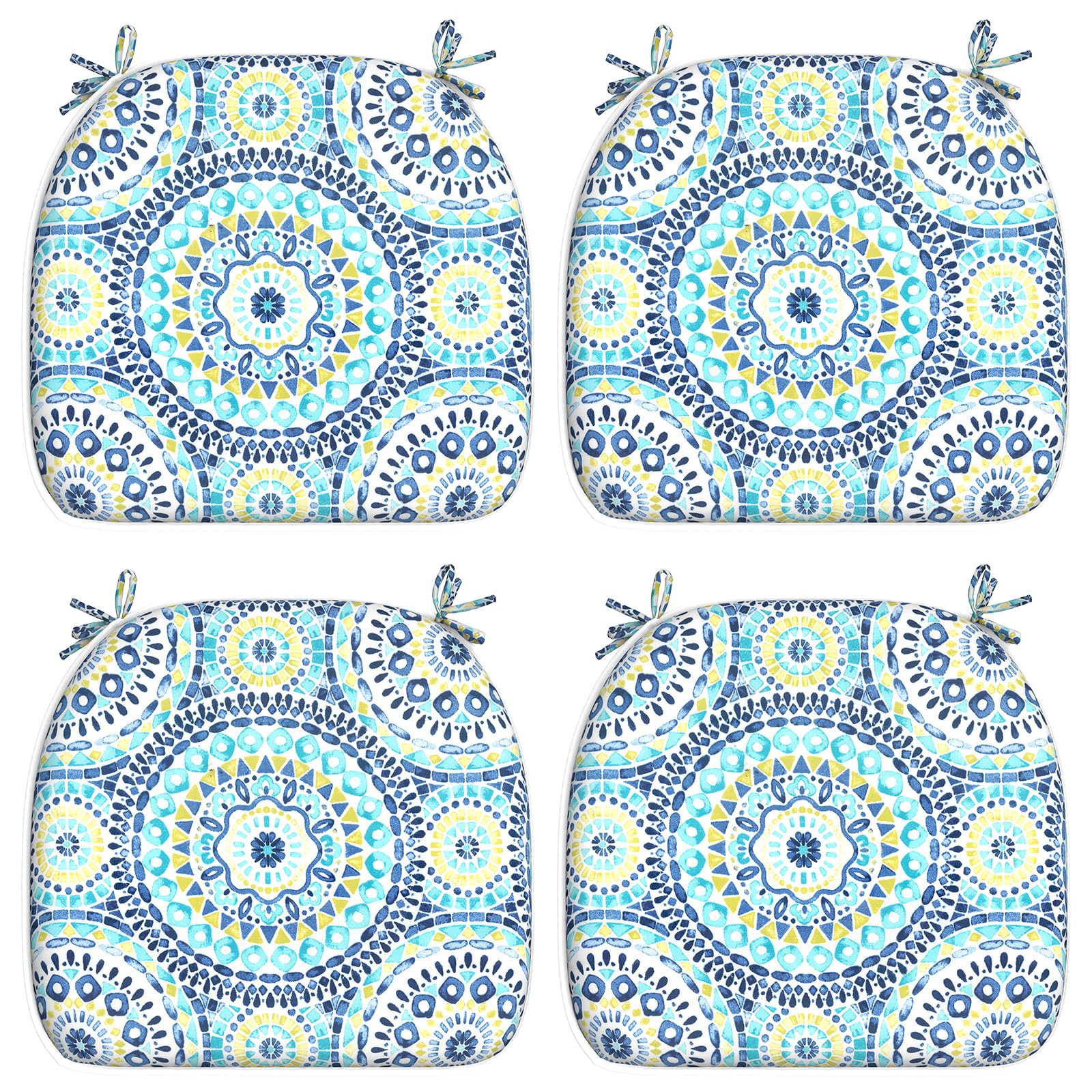 Photo 1 of LVTXIII Indoor/Outdoor Chair Cushions Seat Cushions with Ties, Patio Chair Pads D16xW17 Inch for Patio Furniture Garden Home Office Decoration 4 Pack,Delancey Lagoon