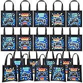 Aoriher 24 Pcs Video Game Party Favor Bags with Handle Treat Gift Bags Reusable Game on Birthday Party Baby Shower Level up Goodie Supplies, 4 Styles
