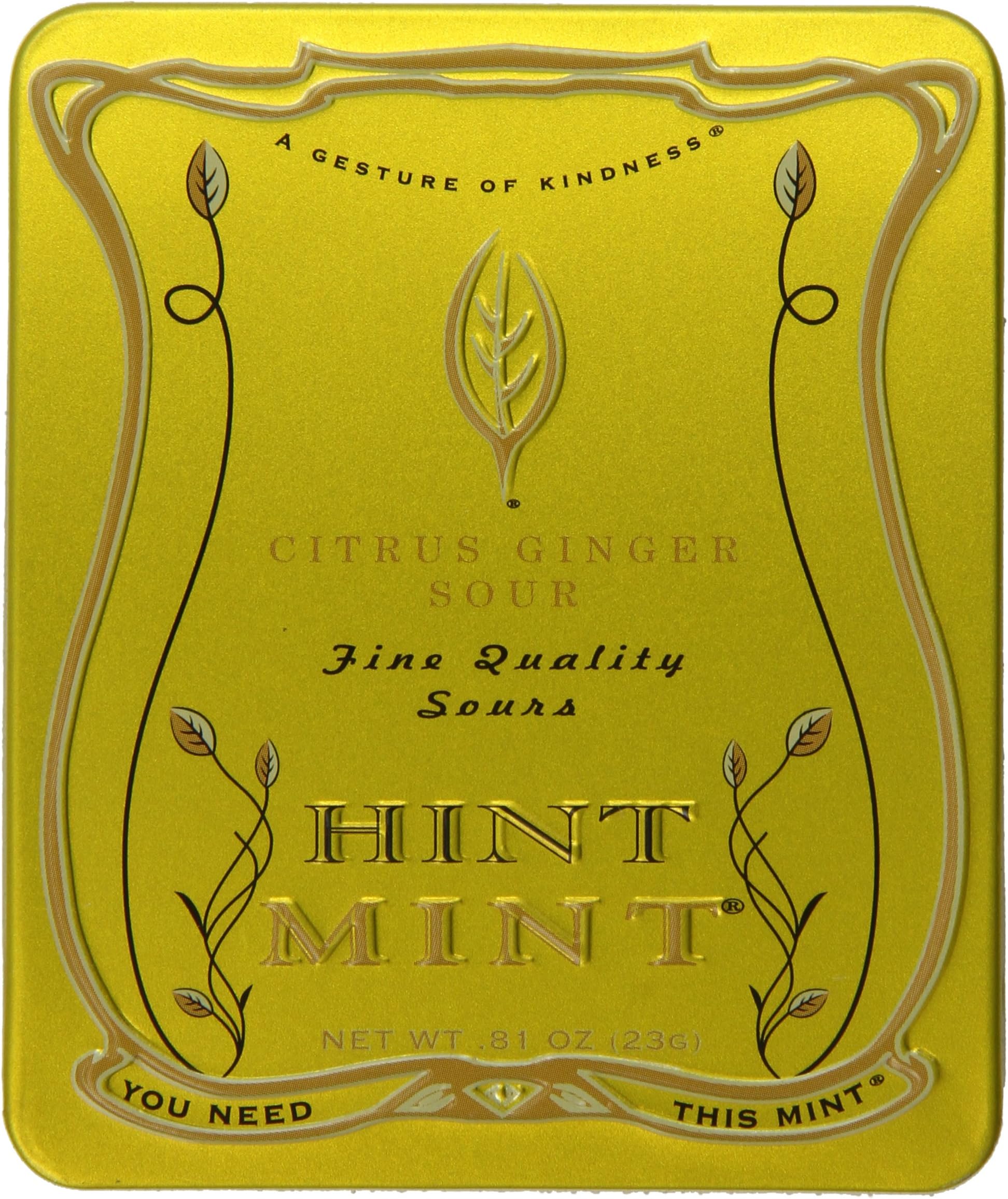 Hint Mint Classic Designer Mints.81-Ounce Tin, Citrus Ginger Sour